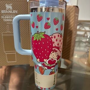 Stanley Blue Tumbler with Strawberry Design